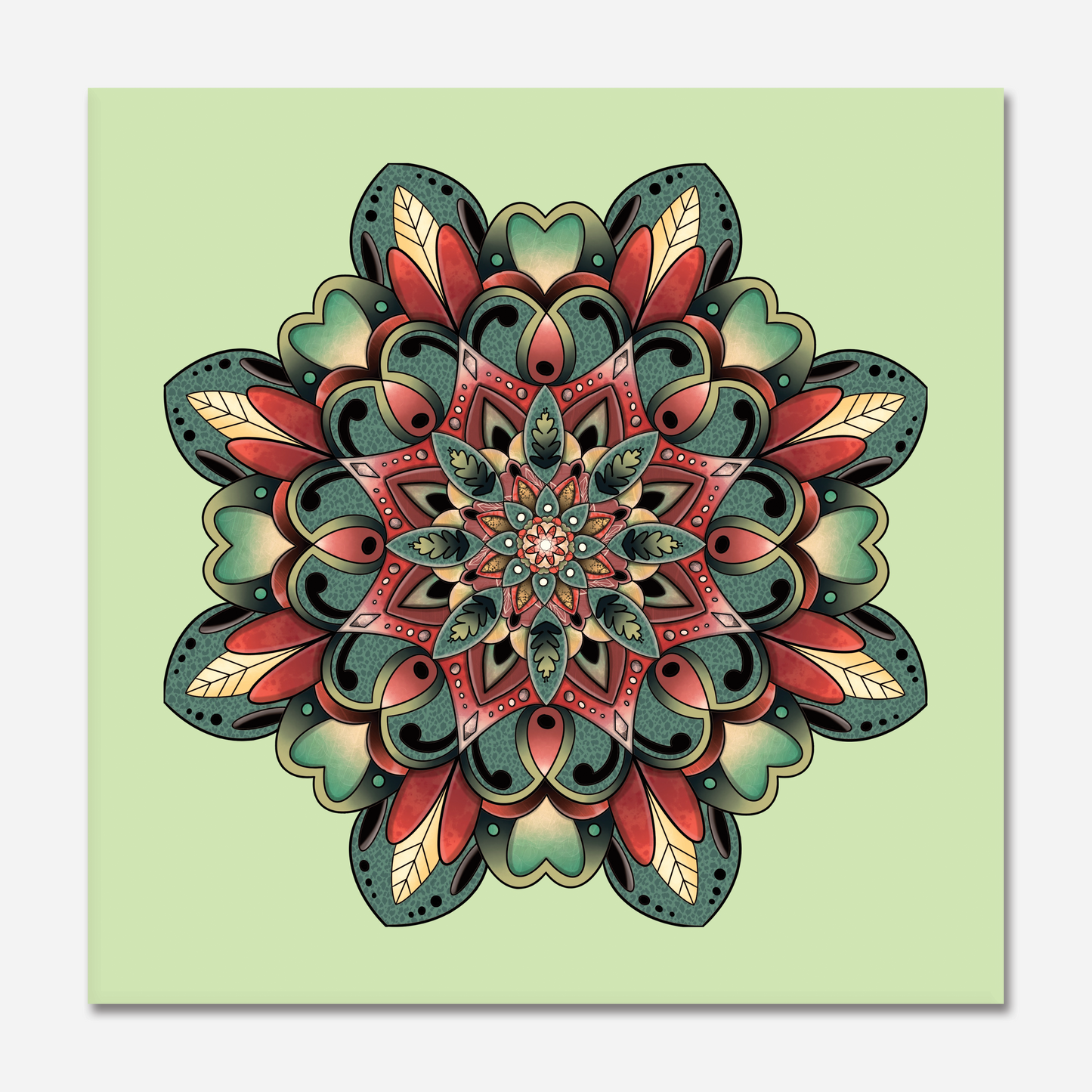 Green Mandala Greeting Card