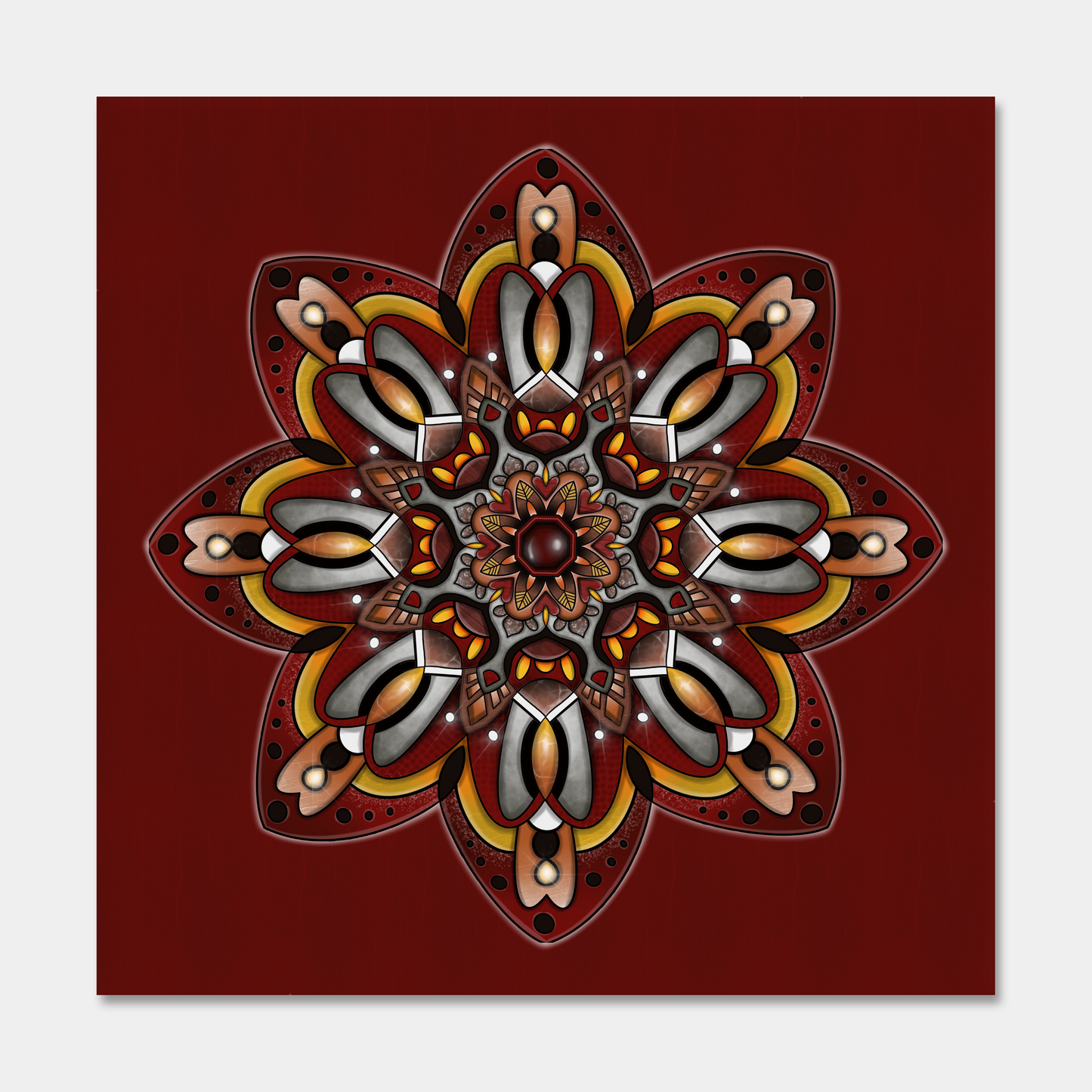 Maroon Elegance Mandala Greeting Card