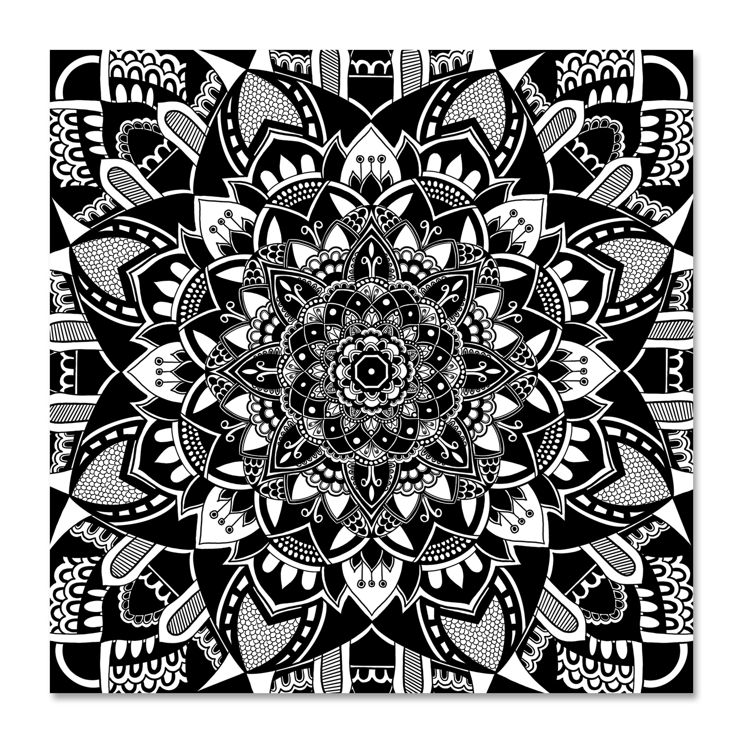 Monocrome Zentangle Mandala Greeting Card
