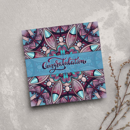 Purple Congratulations Greeting Card with a Mandala Design