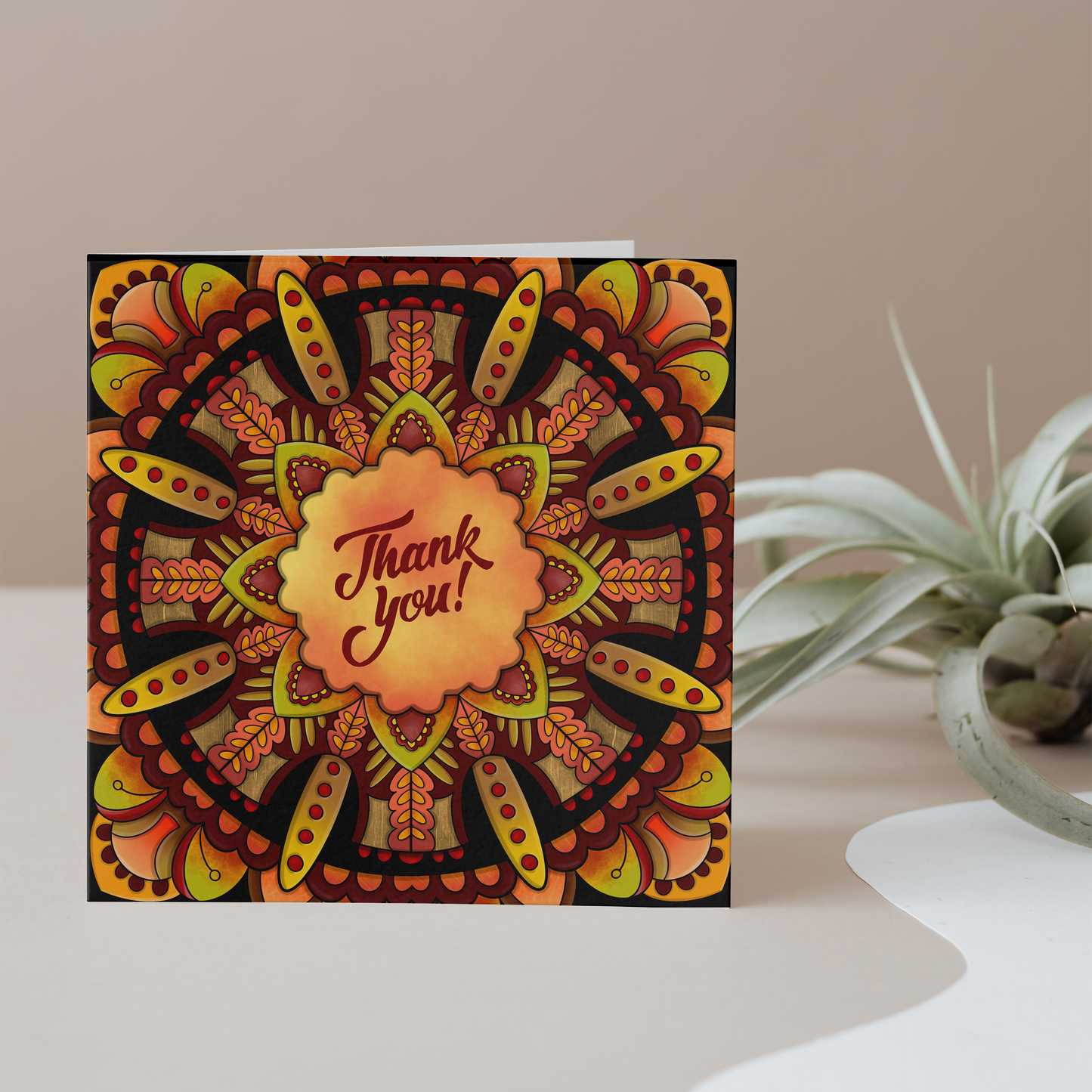 Thank you Greeting Card with a mandala design