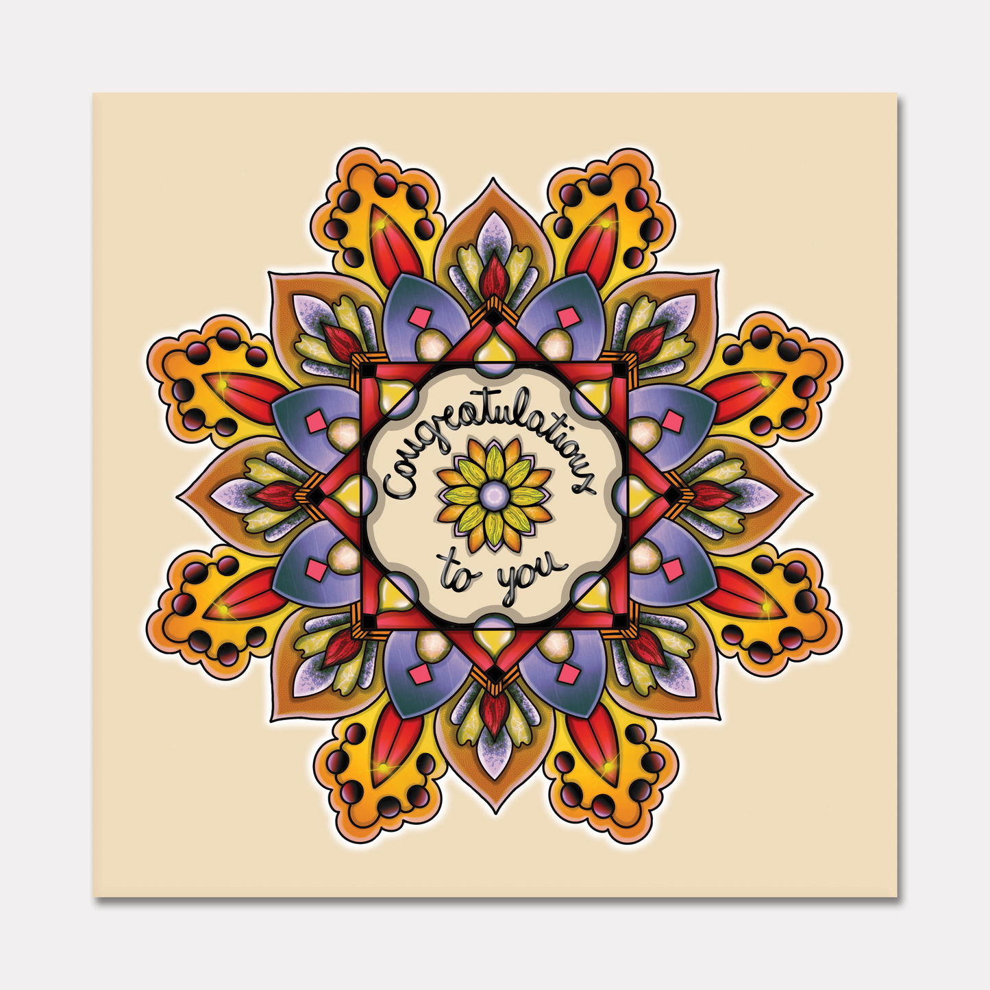 Congratulations To You Greeting Card with a Mandala Design