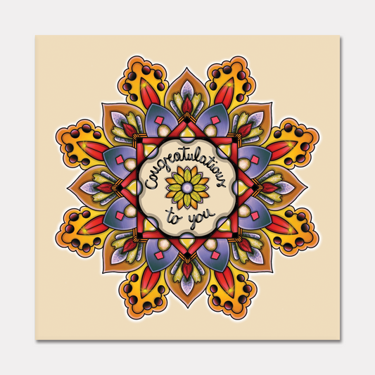 Congratulations To You Greeting Card with a Mandala Design