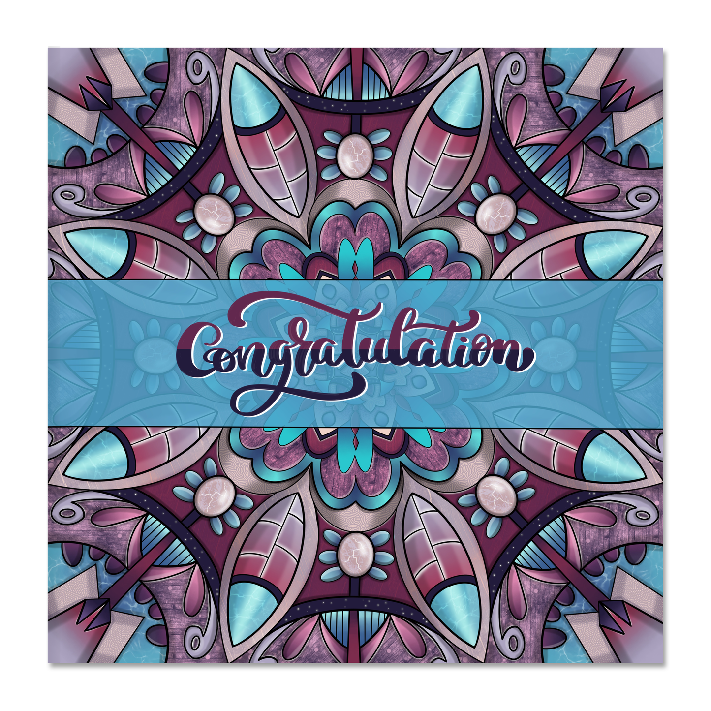 Purple Congratulations Greeting Card with a Mandala Design