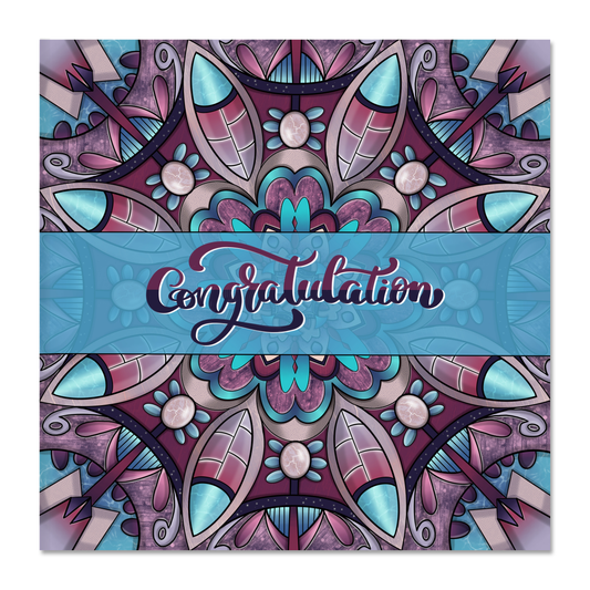 Purple Congratulations Greeting Card with a Mandala Design