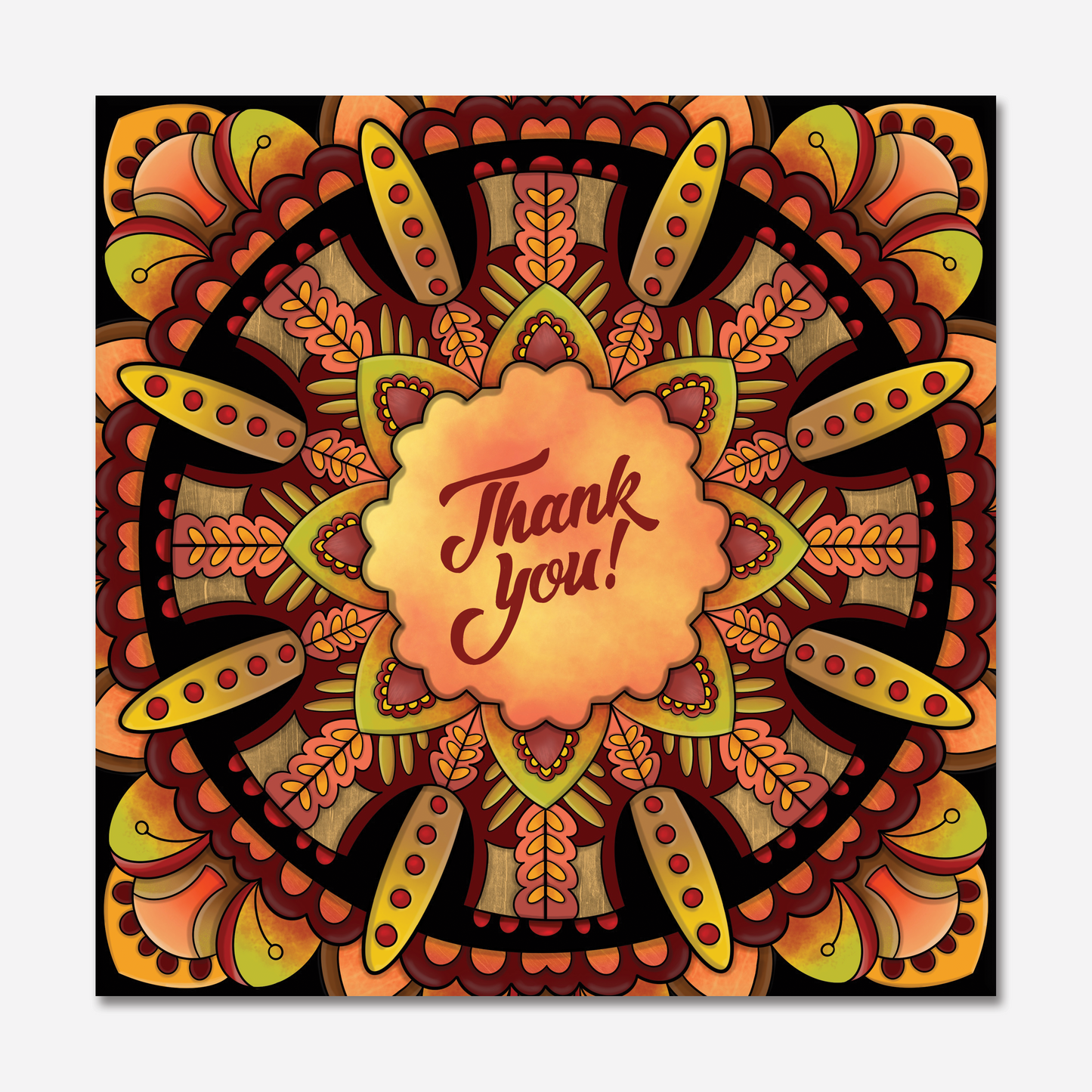 Thank you Greeting Card with a mandala design