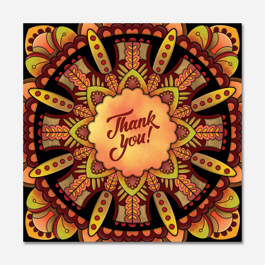 Thank you Greeting Card with a mandala design