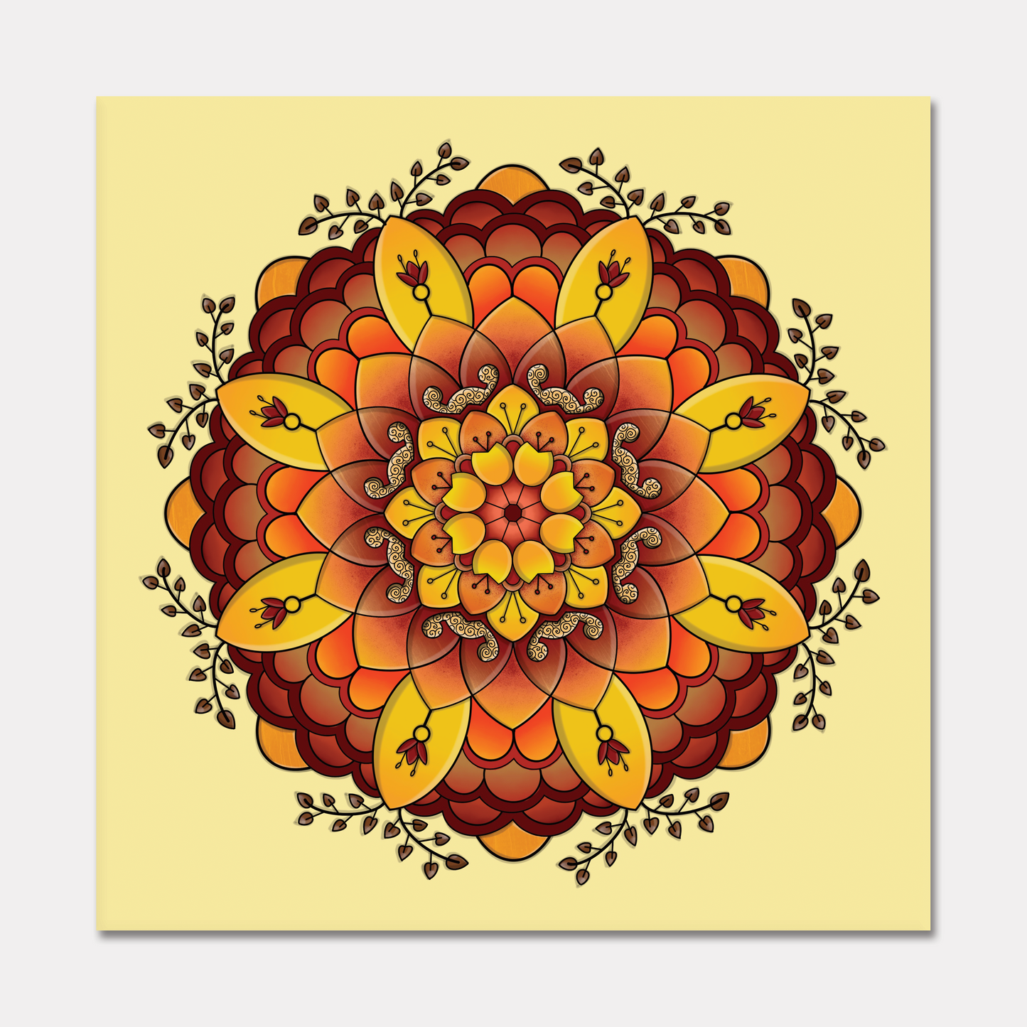 Yellow Flower Mandala Greeting Card
