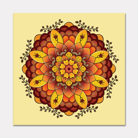 Yellow Flower Mandala Greeting Card