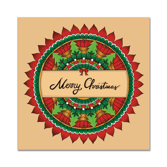 Merry Christmas Greeting Card with a Mandala Design