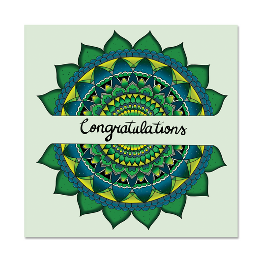 Congratulations Greeting Card with a Mandala Design