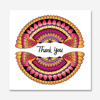 Pink Thank you Greeting Card with a mandala design