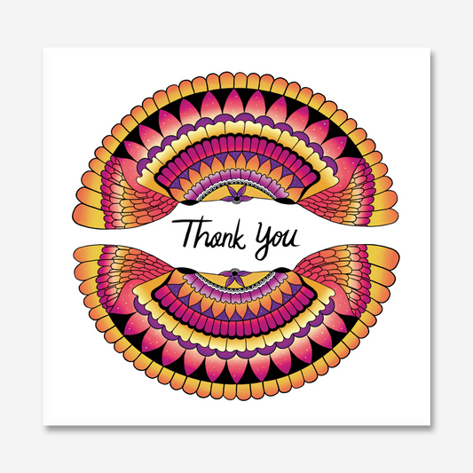 Pink Thank you Greeting Card with a mandala design
